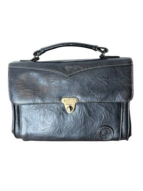 WOODRIDGE WORK GEAR Black Leather Mini Briefcase Satchel Handbag Travel Business